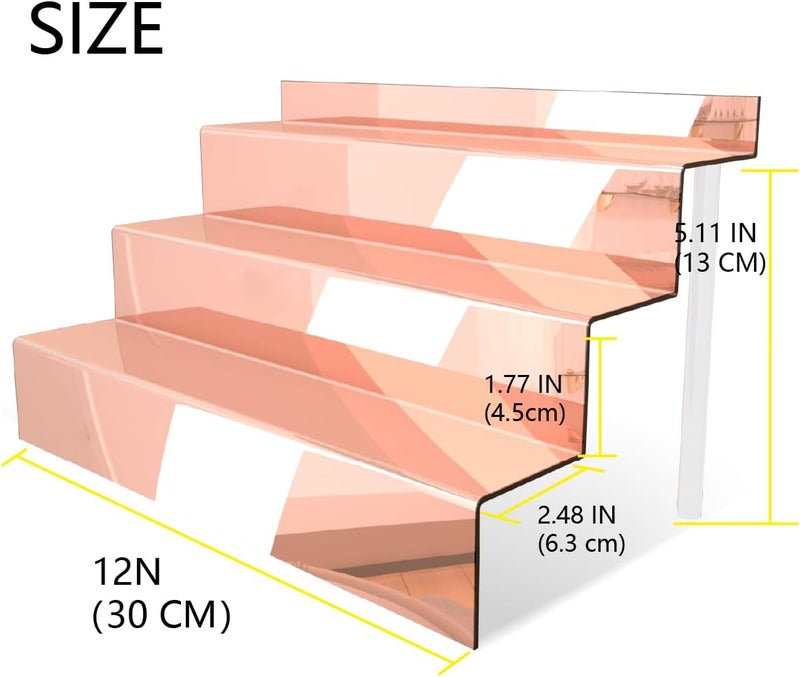 YMVV 12 IN Rose Gold Mirror Acrylic 3 Tier Display Riser Perfume Organizer, Perfume Cologne Organizer Holder, Pops Toy Figures, Clear Cupcake Riser, Dessert Shelf - Image 2